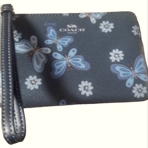 Coach Handbags - Coach Navy Butterfly Wristlet New